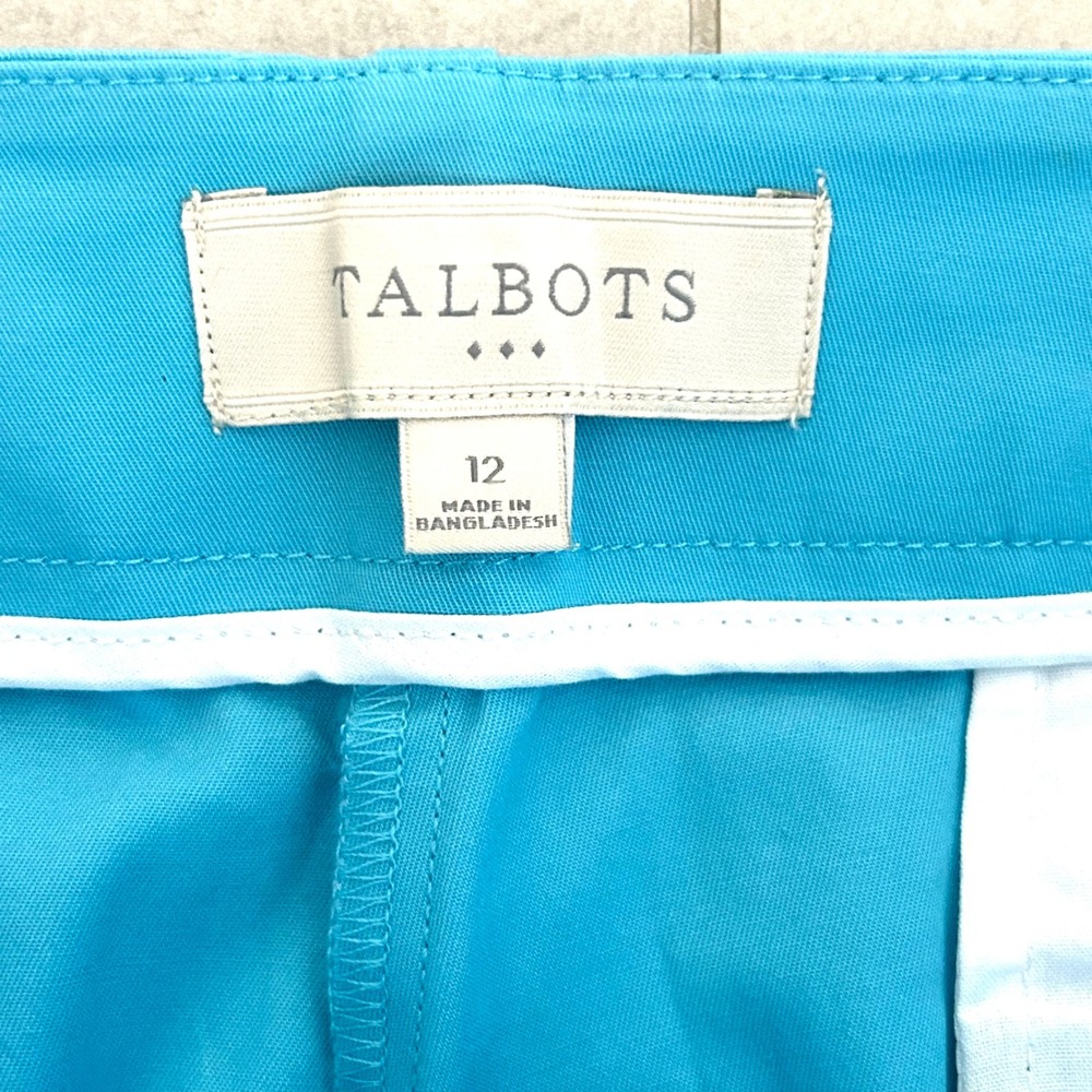 NWT Talbots Women's Turquoise Blue Cotton Stretch Bermuda Shorts Size 12 - Picture 4 of 11